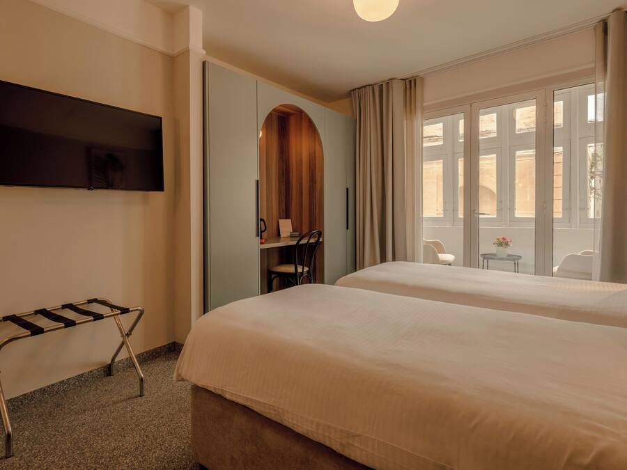 Chambre Deluxe double ou avec lits jumeaux, 1 chambre, balcon | Draps en coton égyptien, literie de qualité