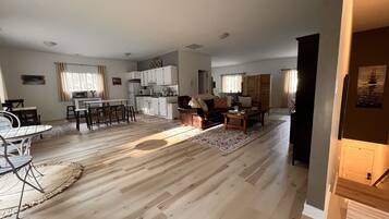 Smart TV, DVD player, books, video library