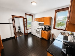 Fridge, microwave, oven, dishwasher