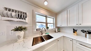 Fridge, microwave, oven, dishwasher