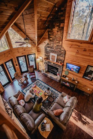 テレビ、暖炉、DVD プレーヤー