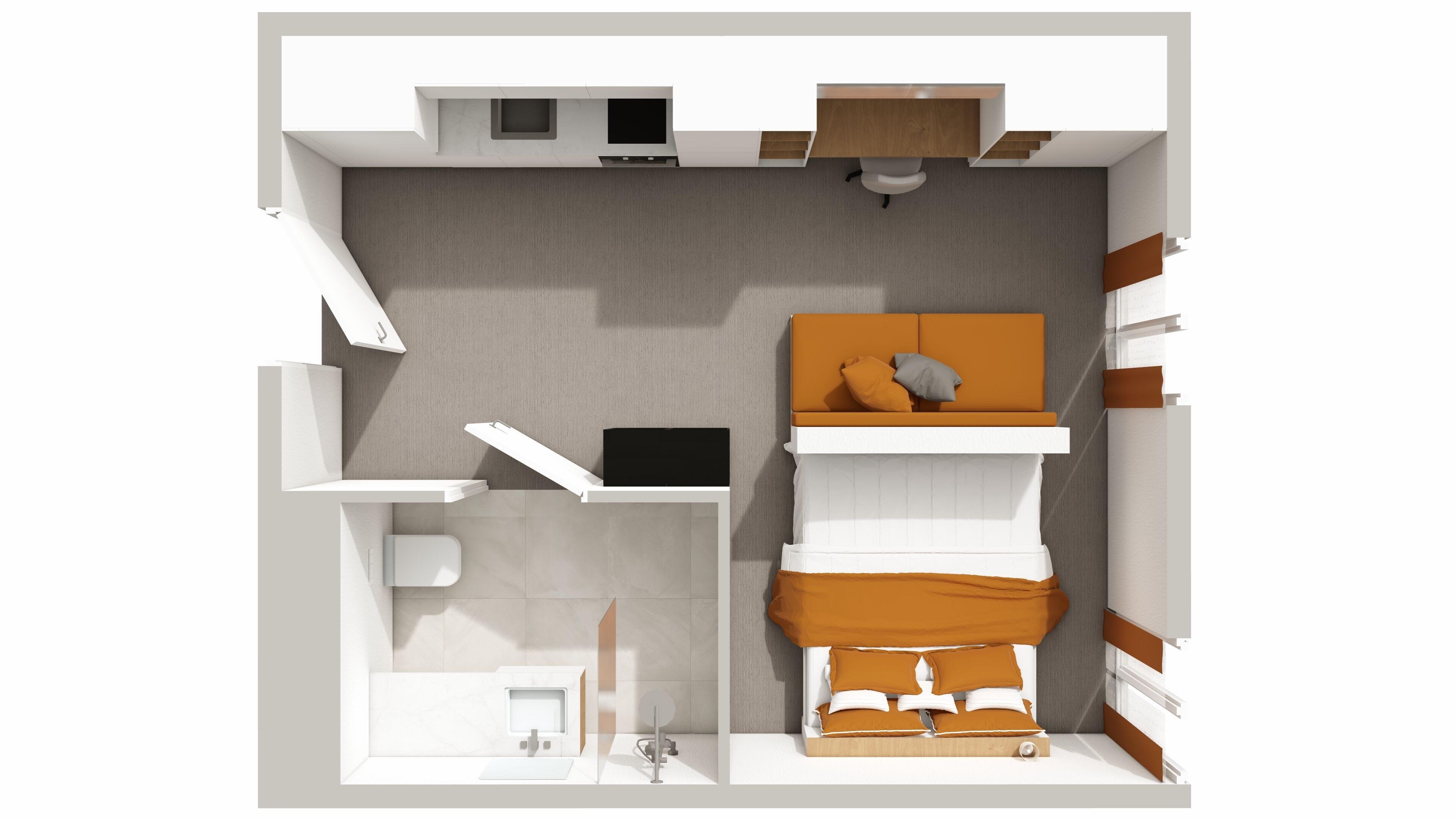 Escritorio, tabla de planchar con plancha, wifi gratis y ropa de cama 