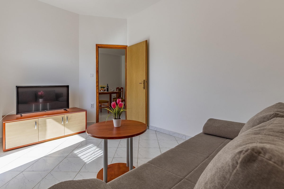 Apartment | Living area | 50-cm flat-screen TV with satellite channels