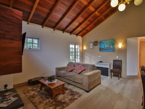 Superior Chalet | Living area | 35-inch LED TV with digital channels, toys, books - Villa Belle Chalés (Campos do Jordão)