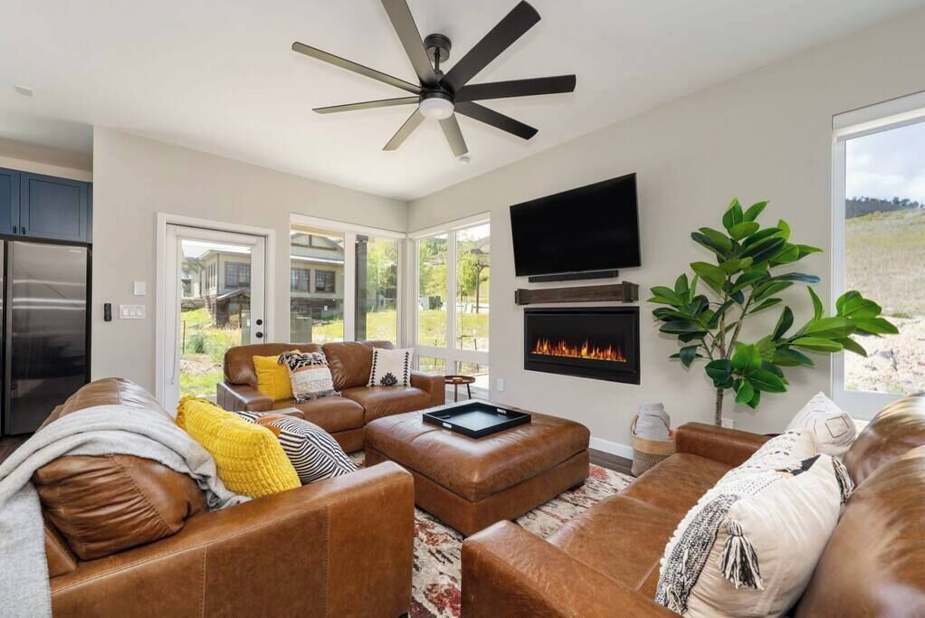 TV, fireplace