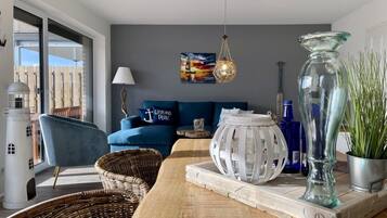 Condo | Living area | Flat-screen TV, heated floors