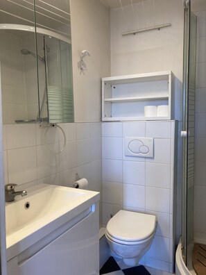 Shower, soap, toilet paper