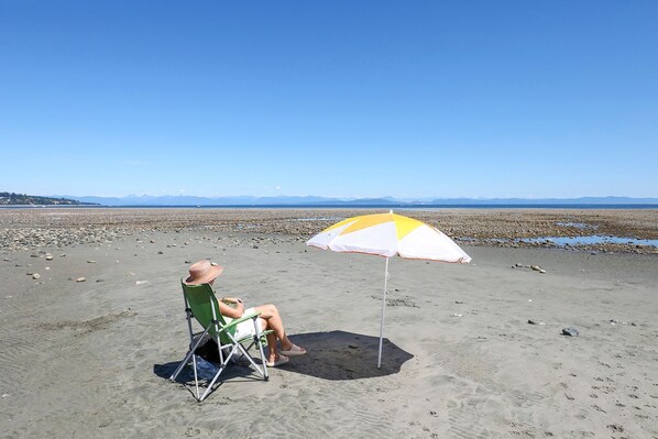 Sun loungers, beach towels - Modern 2BR oceanfront apartment for sun, ski or mountain biking! (Courtenay)