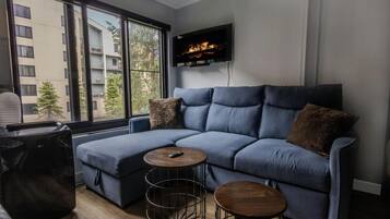 智能电视、壁炉、书