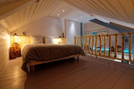 舒适开间, 独立浴室, 山景 (Gîte mezzanine/balcon) | 隔音、免费 WiFi、床单. 让的农场