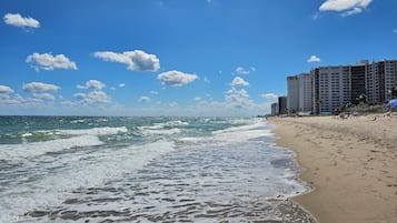 On the beach, beach towels