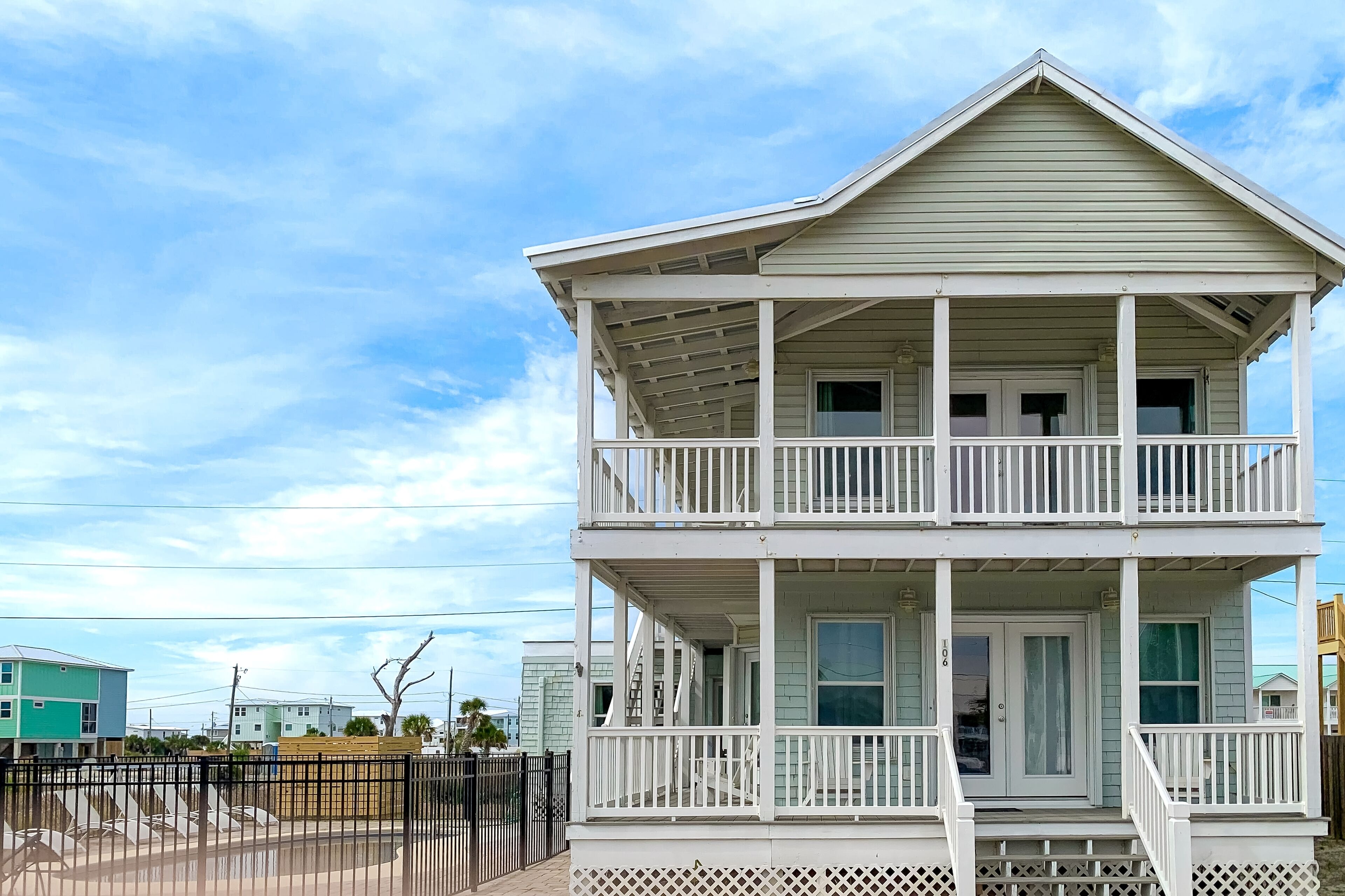 Inviting home with private pool, fireplace, internet, W/D, balcony, & central AC