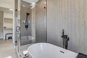 House | Bathroom | Hair dryer, towels - Elevated View (Colorado Springs)