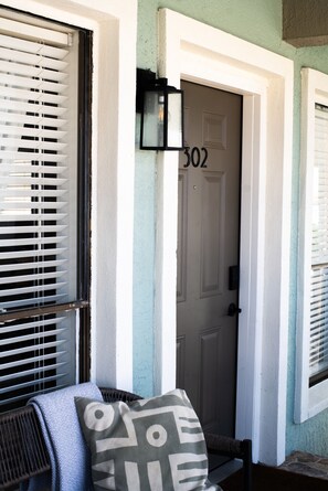 Exterior detail - 302, Ocean Side, Patio, Laundry, Desk (South Padre Island)
