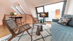 Apartment, 1 Bedroom, Terrace, City View | Living room - Relaxing Penthouse With Panoramic View And Terrace (Vienna)