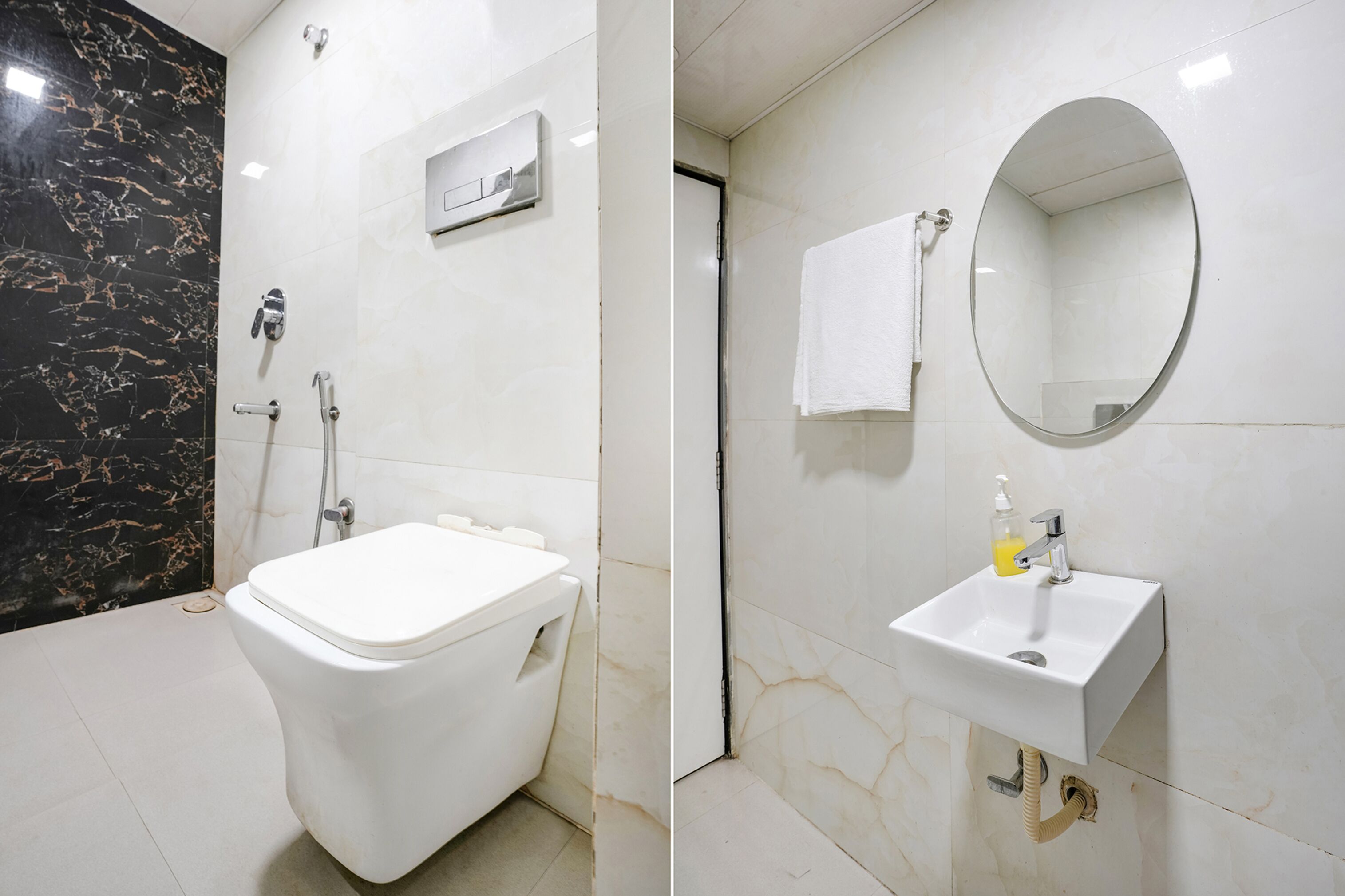 Douche, douche à « effet pluie », articles de toilette gratuits