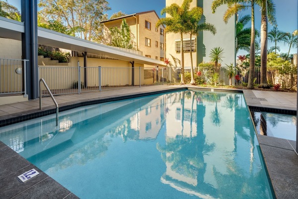 The lovely complex pool area with an attached heated spa.