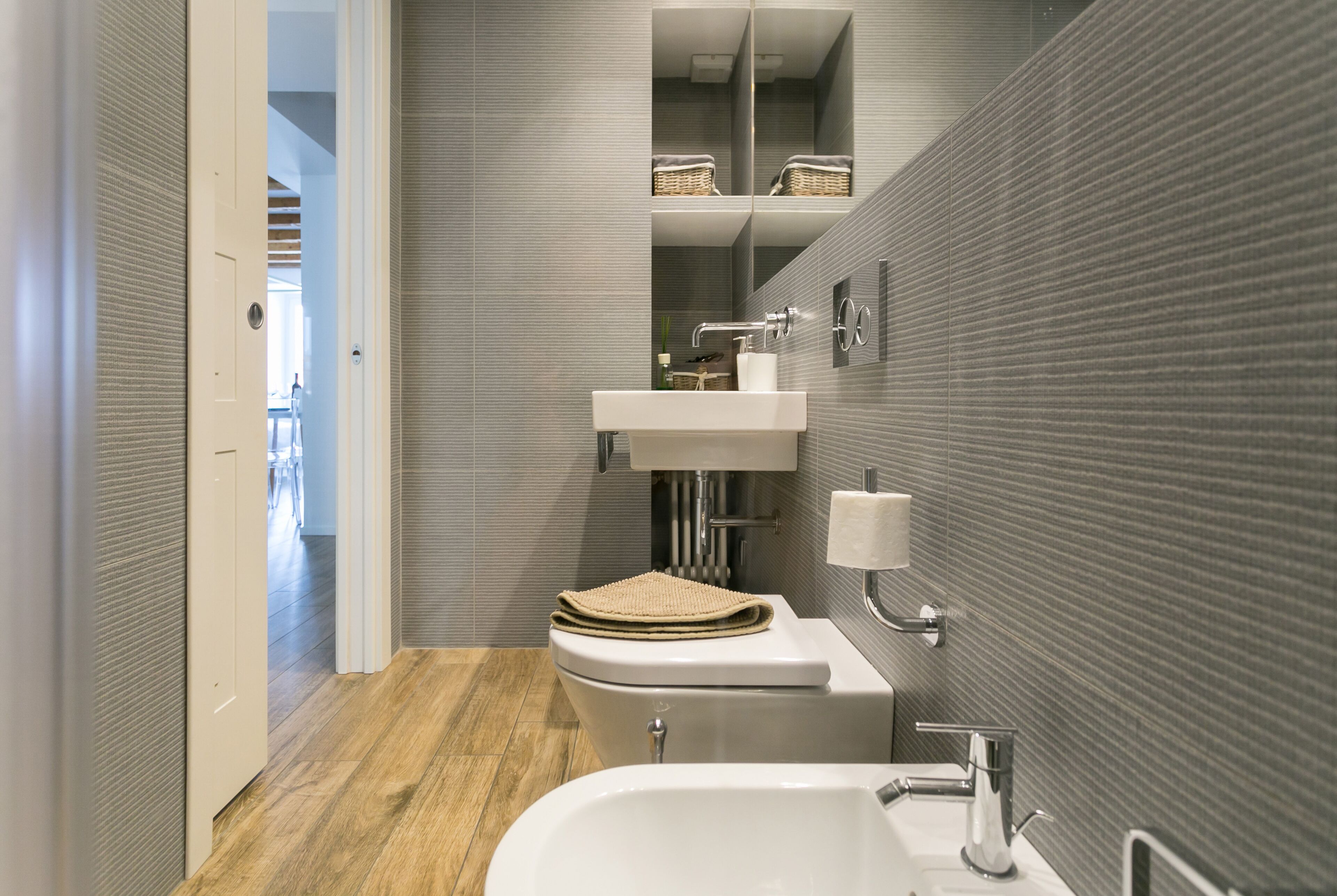 Design Apartment | Bathroom | Shower, rainfall showerhead, hair dryer, bidet