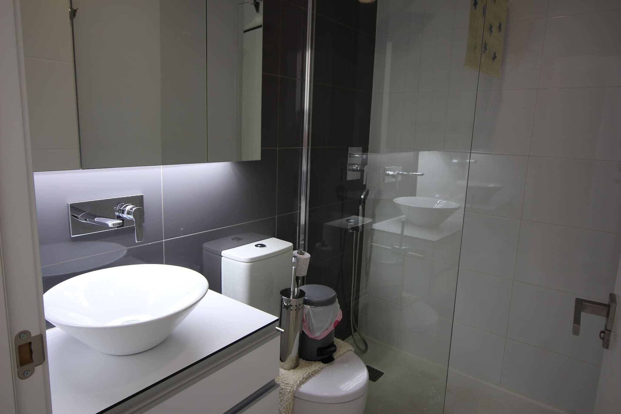 Dusche, Haartrockner, Handtücher