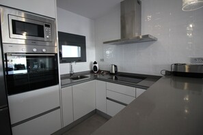 Fridge, microwave, oven, dishwasher