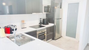 Fridge, microwave, oven, dishwasher