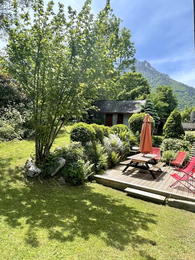 Renovated chalet-style sheepfold at the entrance to the village of Cauterets