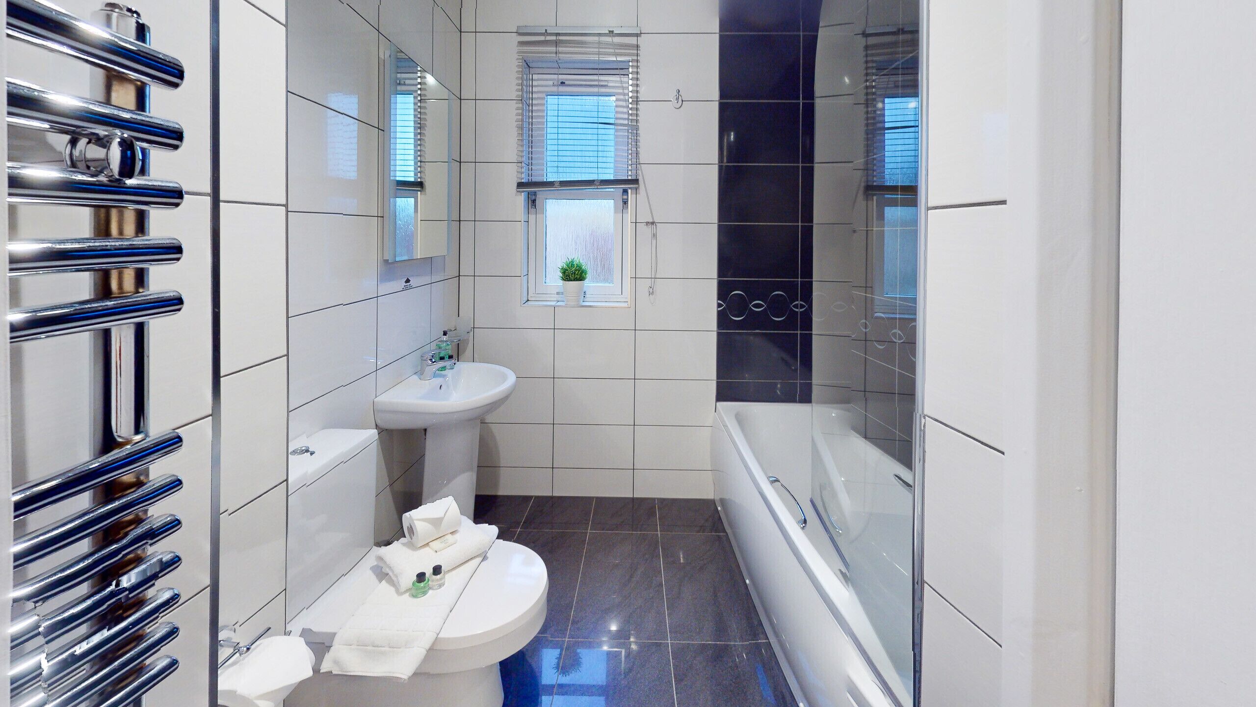 Shower, eco-friendly toiletries, hair dryer, soap