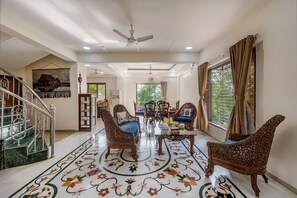 Living area - CosmicStays Venus Villa- Private pool  (Mawal)