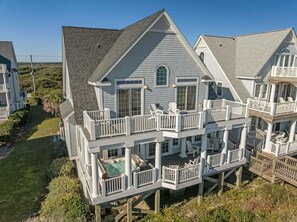 Exterior - 6BR Oceanfront House in North Topsail Beach w Hot Tub, Community Pool, Sleeps 15 (North Topsail Beach)