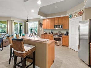 Fridge, microwave, oven, dishwasher