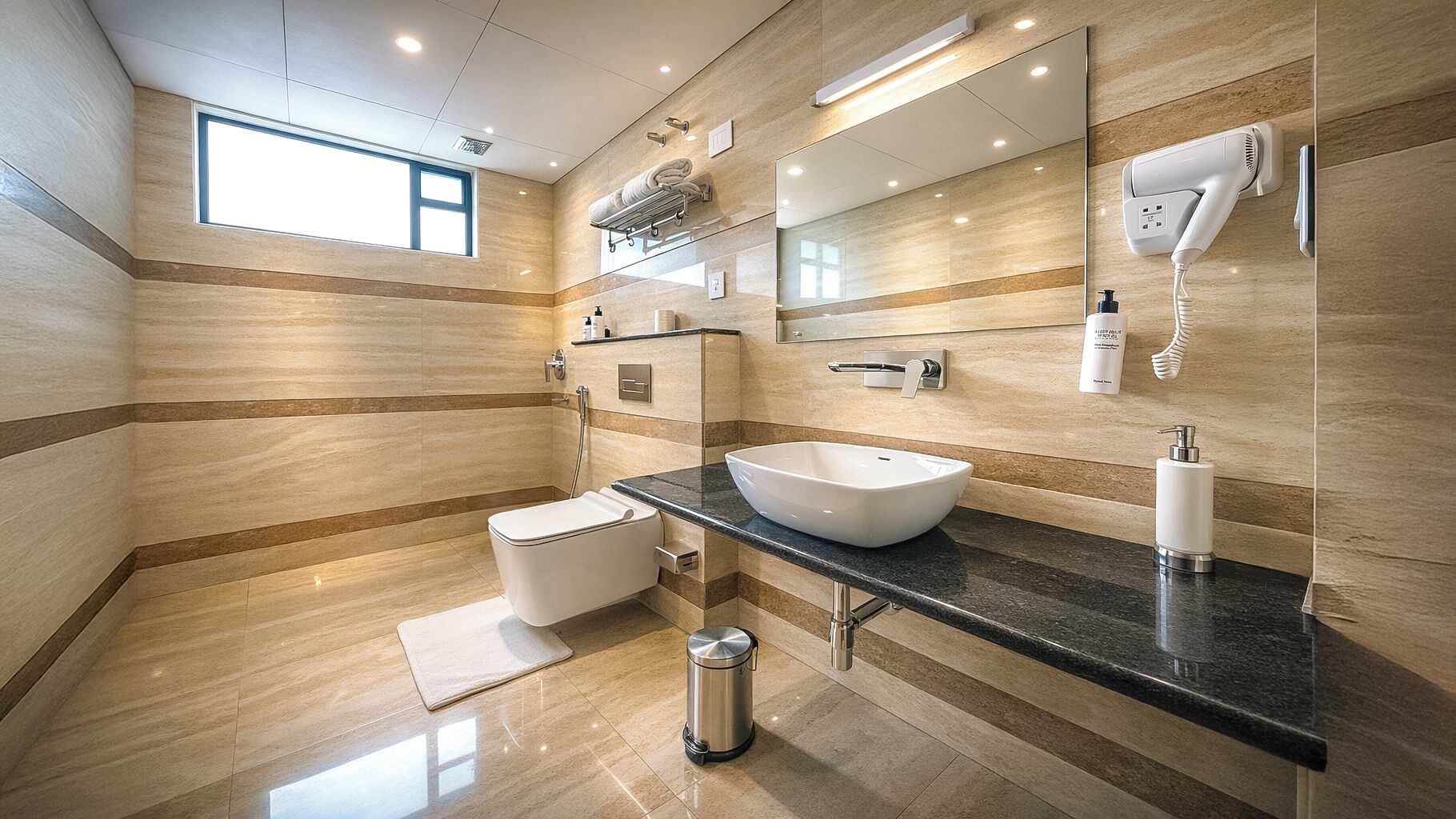 Suite Deluxe | Salle de bain | Douche, chaussons, serviettes fournies