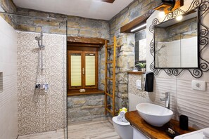 Family Apartment, 2 Bedrooms | Bathroom | Free toiletries, hair dryer, slippers, towels - Tourist farm RED FAIRYTALE (Koper)