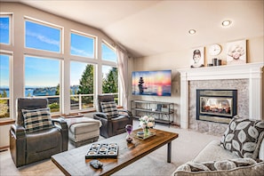 TV, fireplace, offices - Spacious 3BR, elevator & spectacular water views (Port Ludlow)