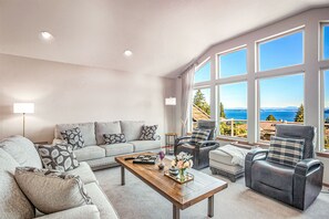 TV, fireplace, offices - Spacious 3BR, elevator & spectacular water views (Port Ludlow)