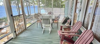 Sebago Waterfront-Large Private Lot, Dock, Screened Porch, Grill.  Pets Allowed
