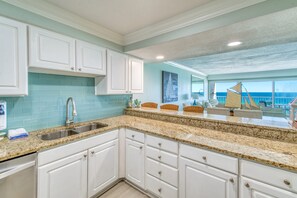 Fridge, microwave, oven, stovetop - C603 | Beachfront with Beach Service, Pool, & WiFi (Miramar Beach)