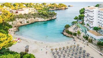 On the beach, white sand