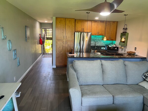 Private kitchen - Beachfront condo, completely remodeled in a serene setting with views of Lanai! (Kaunakakai)