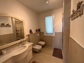 Suihku, hiustenkuivaaja, bidee, pyyhkeet