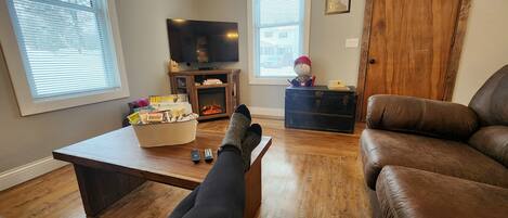 TV, fireplace, DVD player