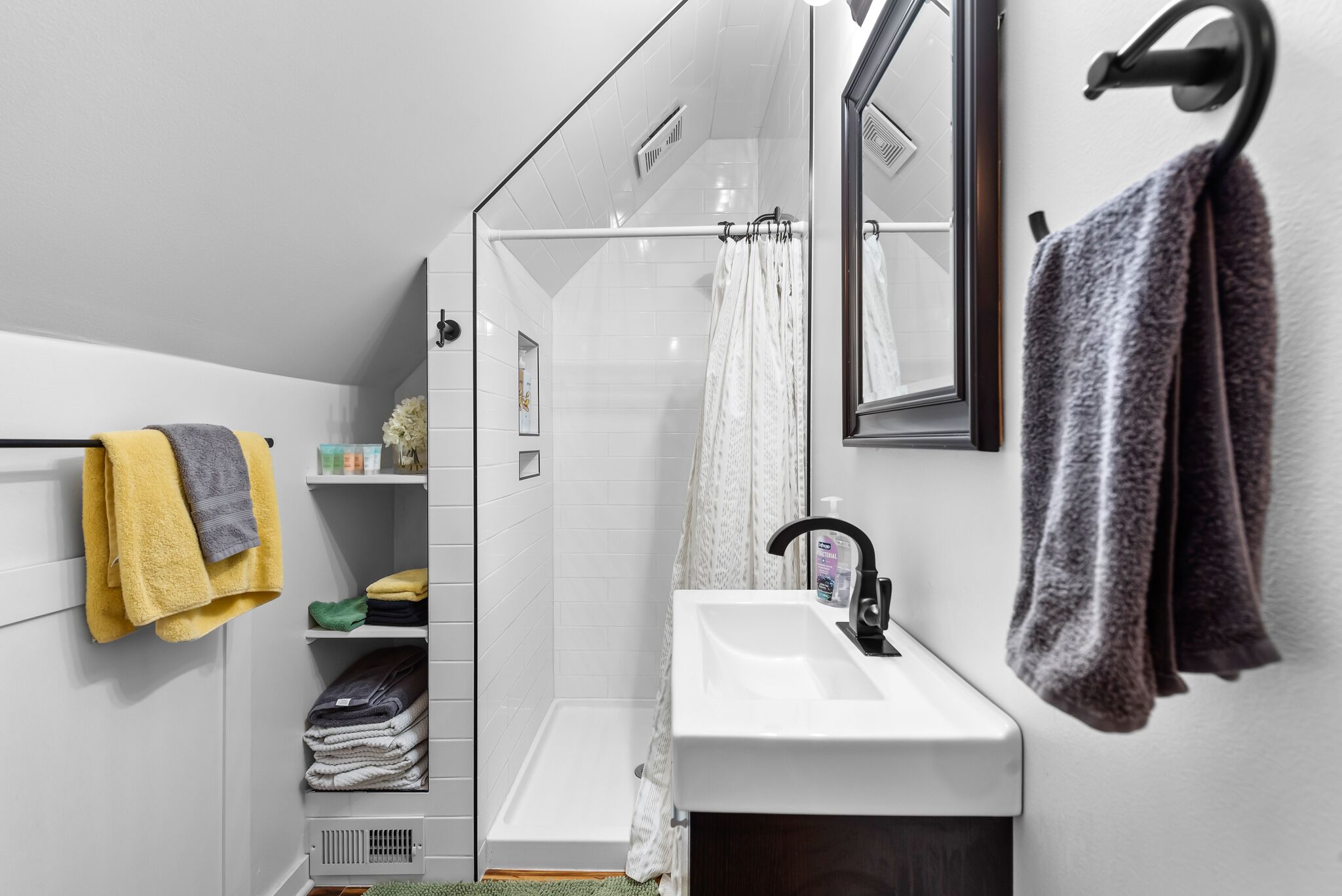 Hair dryer, towels