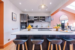 Fridge, dishwasher, electric kettle, toaster
