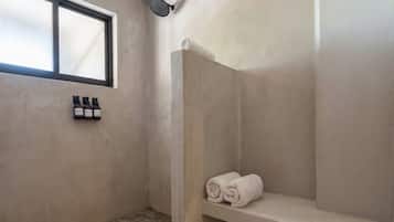 Premier Apartment, 2 Bedrooms, Air conditioning, Ocean View | Bathroom | Shower, rainfall showerhead, eco-friendly toiletries, hair dryer