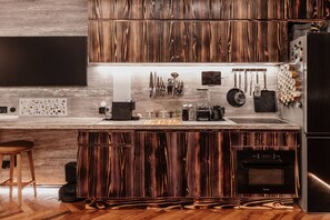 Fridge, microwave, oven, stovetop - OBO Casa • Modern Lux Design Loft • Ipanema Beach (Rio de Janeiro)