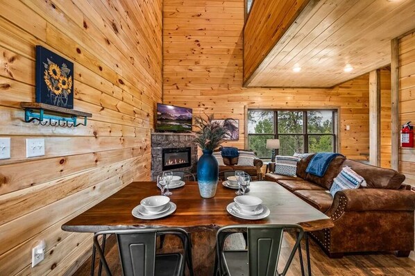 Smart TV, fireplace, video games, books