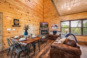 Smart TV, fireplace, video games, books