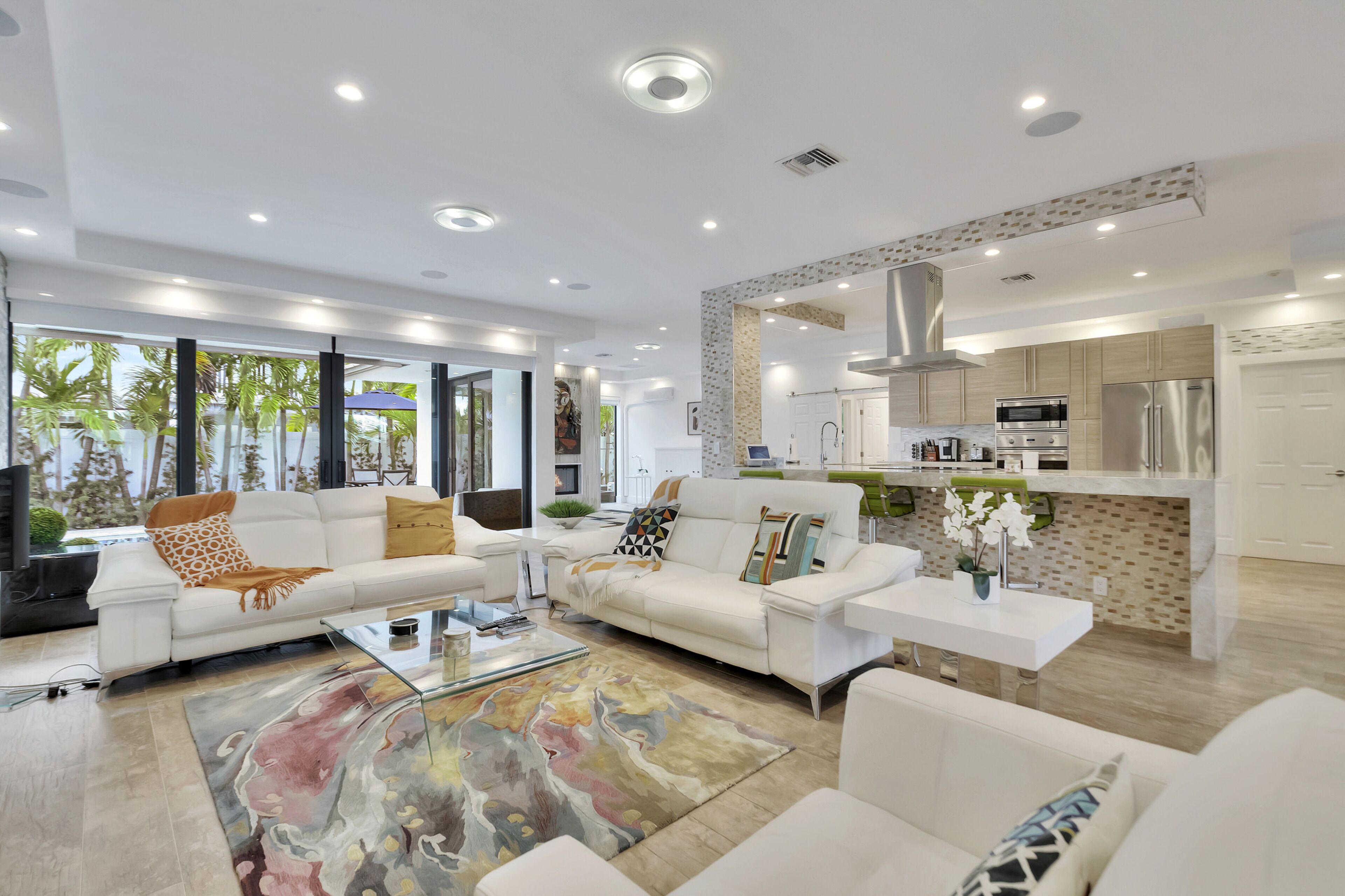 Family Villa | Living area | 55-inch Smart TV with digital channels, fireplace, Netflix