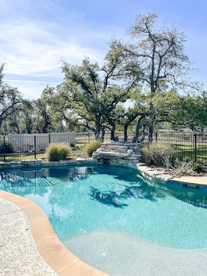 Outdoor pool - Secluded Estate 55 Acres-Pool-Spa-Game Room-Poker Table 5BR 4BA 4 Miles to DT DS (Dripping Springs)