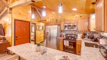 Fridge, microwave, dishwasher, coffee/tea maker