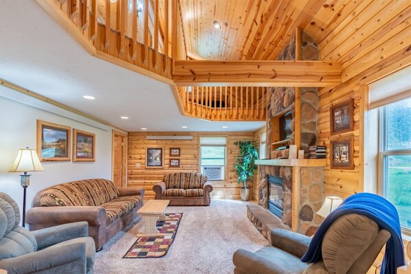 TV connectée, cheminée, lecteur de DVD